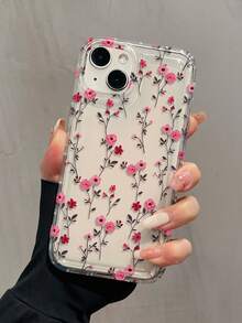 Flower 1pc Airbag Full Screen Floral Branch Pattern TPU Shockproof Phone Case Compatible With IPhone 16, 15, 14, 13, 12, 11 Pro Max And Series Waterproof Anti-Fall Scratch Resistant - Multicolor - View 3