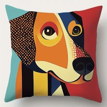 4pcs Modern Style Sofa Pillow Covers, Abstract Blue Gray Brown, Single-Sided Print, Polyester, Zipper Closure, Suitable For Living Room Home Decor, Pillows Not Included