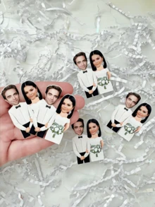 Personalized Photo Confetti, Bachelor/Bachelorette Party, Engagement, Wedding, Bridal Shower, Party Confetti, Bride, Groom, Wedding Confetti, Customized Gift, Custom Photo Printing, Multiple Sizes/Shapes | Party Favors - Face Sticker - View 4
