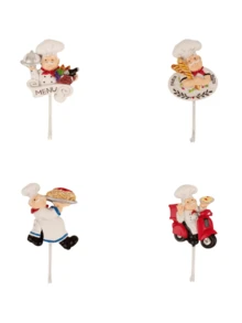 Gancho prático adesivo criativo de desenho animado para chef, cabides de parede, suportes de plugues adesivos, toalhas, guirlandas, chaves, organizador de armazenamento de cozinha e banheiro