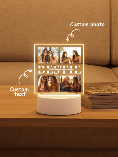 1 Customized Acrylic Photo Night Light, Customized Photo Logo, Personalized Plastic Base Light For Customized Photos, Customized Text Decoration Light, Dinosaur Logo Gift, 1 High-Quality Customized, Personalized, Unique Ideal Gift For Her Boyfriend, Girlfriend's Anniversary, Valentine's Day, Mother's Day Birthday, Children's Day, Father's Day, Graduation Ceremony, Wedding, Family Living Room, Home
