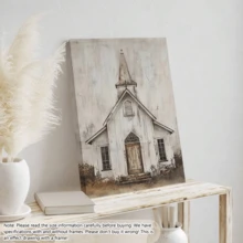 1pc Vintage Country Church Canvas Wall Art - Framed Or Unframed Rustic Home Decor Wall Painting, Architecture Poster, Modern Style, Suitable For Living Room And Bedroom - Ideal For Art Lovers And Home Decor Enthusiasts - Perfect Housewarming And Birthday Gift - Multicolor - View 12