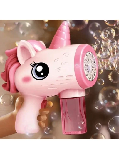 1个独角兽自动泡泡机，带灯光，吹泡泡玩具，户外派对游戏，儿童礼物