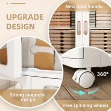 A stackable 3-tier storage box with lid - portable, foldable plastic organizers, suitable for closets and household storage, white (54 cm wide x 36 cm deep x 155 cm high), home organization | Modern storage solutions | Durable plastic material, storage box, storage unit