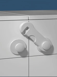 1/5/10 件可调节橱柜锁，无需钻孔，封闭式塑料抽屉和门闩，保护家居 | 物品存储 | 儿童保护 - 白色 - 查看 3