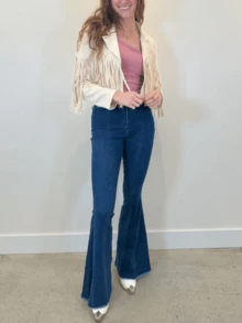 Women Back Stars High Waisted Flared Jeans Summer Y2k Star Pattern Raw Hem Slim Fit Bell Bottomed Denim Pants Vintage Jean Streetwear 4th Of July Outfits Independence Day Clothes - 深色水洗藍 - 查看 9