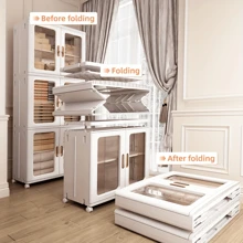 A stackable 3-tier storage box with lid - portable, foldable plastic organizers, suitable for closets and household storage, white (54 cm wide x 36 cm deep x 155 cm high), home organization | Modern storage solutions | Durable plastic material, storage box, storage unit