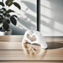 家居装饰爱心手指雕像，现代银色心形手雕塑，客厅卧室置物架咖啡桌中心装饰，女性婚礼礼物 - 彩色 - 查看 8