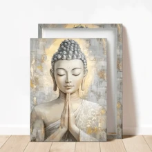 1pc Vintage Wall Art Decor, Contemporary Buddha Canvas Print, Framed Or Unframed Religion Poster For Living Room, Bedroom, Classroom, Bathroom, Restaurant, Indoor Portrait Orientation, Wood Frame, Spring/Winter Season Decor, Ideal Gift For Her/He - Multicolor - View 10