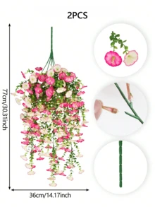 2PCS/4PCS/6PCS Artificial Morning Glory Hanging Anti UV Fake Silk Suitable For Outdoor Porches Family Balconies Courtyard Decoration