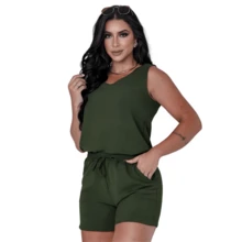 Women's Set Women's Blouse Loose Tank Top Wide Strap + Shorts Women's Set Luxury Elegant Casual Conservative / Modest Fabric None Office Formal & Evening Photoshoot Evening Wedding - 軍綠色 - 查看 6