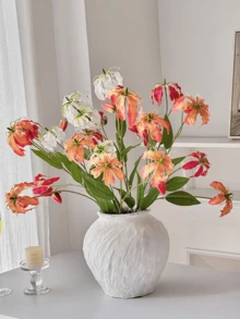 1PC 32in Real Touch Flame Lily - Ultra-Tall Fake Flowers For High Ceiling Decor, Luxury Dining Table Centerpiece, No-Fade Floral Arrangement, Photography Backdrop Prop - Multicolor - View 4