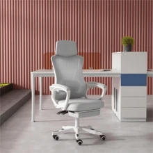 Silla Oficina Ergonomica Con Respaldo Ajustable Reposa Pies - Gris - Ver 3