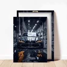 1pc Modern Luxury Classic Sports Car M4 Poster - Sleek Black And Gray Canvas Wall Art, Home Decor For Living Room, Bedroom, Office - High-Quality Print, Available In Multiple Sizes, Indoor Wall Art Modern Canvas Art Sleek Artwork, Large Canvas Wall Art Gifts Birthday Graduation