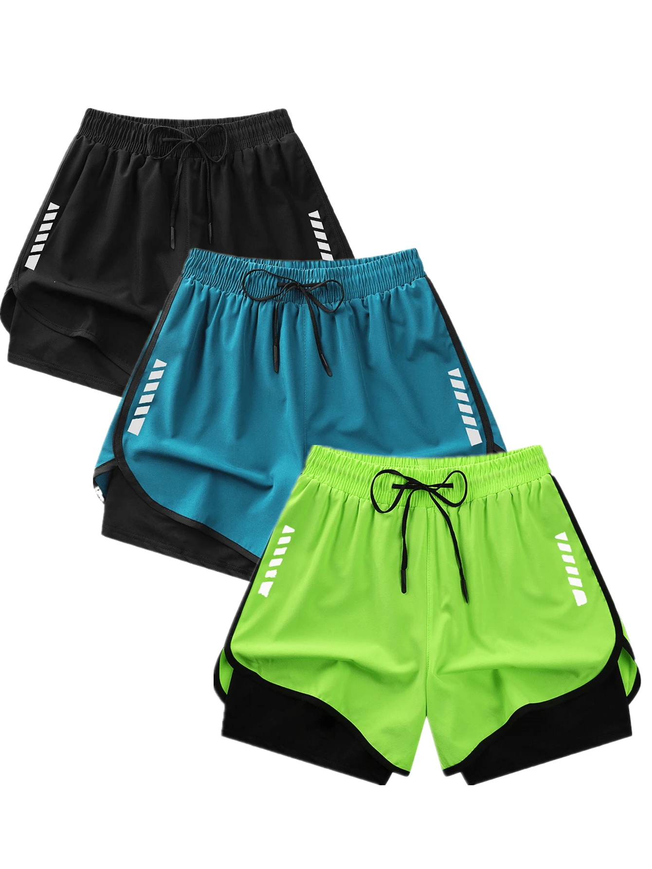 1 chiếc quần short thể thao 2 trong 1 dành cho nữ | Chất liệu polyester và sợi co giãn nhanh khô | Thoáng khí và nhẹ | Dây rút điều chỉnh ở eo | Họa tiết hình học | Phù hợp cho tập luyện và mặc hàng ngày | Có thể giặt máy | Thoải mái cho các hoạt động thể thao nhiều mùa và phong cách sống thường ngày | Quần short thiết kế tiện dụng | Quần short thoải mái có thể điều chỉnh - màu xanh lá - Xem 1