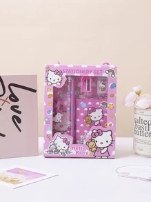 Sanrio 12PCS/Sanrio Sanrio Hello Kitty And Kuromi Cartoon Character Style Children's Stationery Gift Box Set, Including Pencil, Notebook, Pencil Sharpener, Pencil Case, Ruler And Eraser,Crayon( Due To Different Production Batches, The Design And Color Of The Gift Box May Vary.) , Back To School Gifts