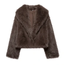 DEEKA Autumn/Winter New Thick Faux Fox Fur Collar Jacket, Fashion Synthetic Fur Coat, Young & Stylish