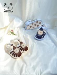 Infant Walking Sandals, Cute Bear Soft Sole Pre-Walker Shoes, Breathable & Non-Slip, Suitable For Daily Wear & Vacation, Spring/Summer Style