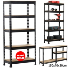 5 Tier Racking Heavy Duty Garage Shelving Storage Shelves Boltless Steel Unit - Black - View 1