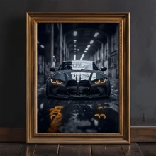 1pc Modern Luxury Classic Sports Car M4 Poster - Sleek Black And Gray Canvas Wall Art, Home Decor For Living Room, Bedroom, Office - High-Quality Print, Available In Multiple Sizes, Indoor Wall Art Modern Canvas Art Sleek Artwork, Large Canvas Wall Art Gifts Birthday Graduation