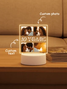 1 Customized Acrylic Photo Night Light, Customized Photo Logo, Personalized Plastic Base Light For Customized Photos, Customized Text Decoration Light, Dinosaur Logo Gift, 1 High-Quality Customized, Personalized, Unique Ideal Gift For Her Boyfriend, Girlfriend's Anniversary, Valentine's Day, Mother's Day Birthday, Children's Day, Father's Day, Graduation Ceremony, Wedding, Family Living Room, Home