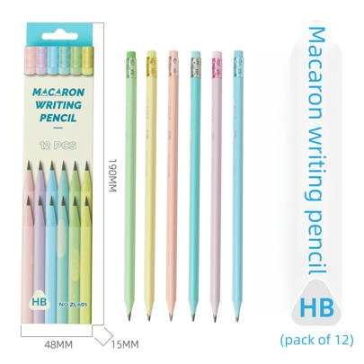 12-Piece Macaron Jelly Color HB Triangle Pencil - Suitable For School Supplies And Essential Writing Items. The Macaron Packaging Is Perfect For Drawing And As A Gift, Making It Ideal For Students,School Supplies,Back To School