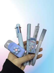 6pcs/Set School Supplies Gift Set - Cute Stationery Essentials, Durable Plastic Writing & Drawing Tools Set, Back To School Necessary, Small Gifts (Packing Bag & Some Small Accessories Colors Random) - Multicolor - View 4