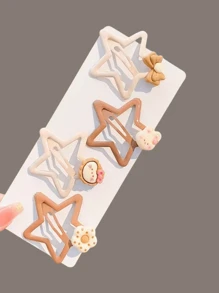 4 Peças Grampos de Cabelo em Forma de Estrela para Mulheres, Grampos de Cabelo Fofos e Simples para Franja Lateral e Parte de Trás da Cabeça, Acessório de Cabelo