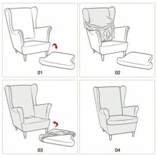 3 piezas/set Funda de sillón orejero de felpa polar, funda de otomana, funda elástica de sillón de ala, funda de cojín para todas las estaciones, fundas de sofá individual para sala de estar, dormitorio, hotel, decoración del hogar - Multicolor - Ver 5