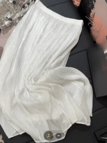 Best Quality Sequin Tulle Skirt Long Skirt - White - View 1