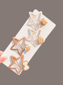 4 Peças Grampos de Cabelo em Forma de Estrela para Mulheres, Grampos de Cabelo Fofos e Simples para Franja Lateral e Parte de Trás da Cabeça, Acessório de Cabelo