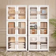 A stackable 3-tier storage box with lid - portable, foldable plastic organizers, suitable for closets and household storage, white (54 cm wide x 36 cm deep x 155 cm high), home organization | Modern storage solutions | Durable plastic material, storage box, storage unit