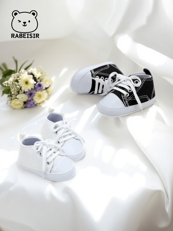 RABEISIR Chaussures de marche pour bébé unisexe - Premières chaussures de marche en canevas avec semelle souple anti-dérapante, design simple pour un port quotidien