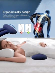 1 pieza Cojín lumbar inflable ajustable que alivia el entumecimiento de la parte baja de la espalda para dormir, conducir, volar, portátil