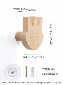 1pc Beech Wood Animal Shaped Wall Hanger Hook - Beech - View 11