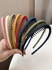 1/4/7/9 szt. Proste, cukierkowe, solidne opaski do włosów, koreańskie, nieuszkadzające, falowane, plecione opaski do włosów z ząbkami, odpowiednie do codziennego i okazjonalnego użytku