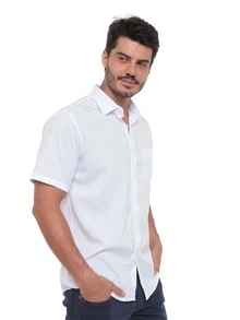 Rand paul Men's Plain Slim Fit Short Sleeve Dress Shirt With Pocket - 白黑色 - 查看 6