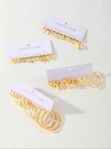 Conjunto de 48 brincos minimalistas fofos de coração, borboleta, flor, fecho de cobra, cogumelo e concha com strass, presente para mulheres, adequado para encontros, férias, uso diário