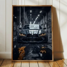 1pc Modern Luxury Classic Sports Car M4 Poster - Sleek Black And Gray Canvas Wall Art, Home Decor For Living Room, Bedroom, Office - High-Quality Print, Available In Multiple Sizes, Indoor Wall Art Modern Canvas Art Sleek Artwork, Large Canvas Wall Art Gifts Birthday Graduation