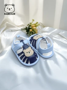 Infant Walking Sandals, Cute Bear Soft Sole Pre-Walker Shoes, Breathable & Non-Slip, Suitable For Daily Wear & Vacation, Spring/Summer Style