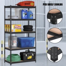 5 Tier Racking Heavy Duty Garage Shelving Storage Shelves Boltless Steel Unit - Black - View 5