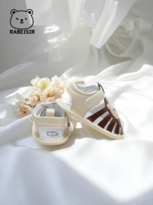 婴儿学步凉鞋，可爱熊软底学步鞋，透气防滑，适合日常和假日穿着，春夏风格 - 咖啡棕 - 查看 10