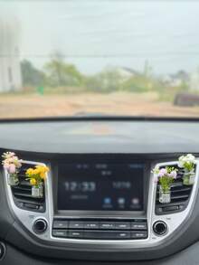 1 pièce/4 pièces Clip de sortie d'air de vase à quatre couleurs, clip de sortie d'air de climatisation de voiture, mini vase décoratif, accessoires d'intérieur de voiture, accessoires pour femmes - Multicolore - Voir 2