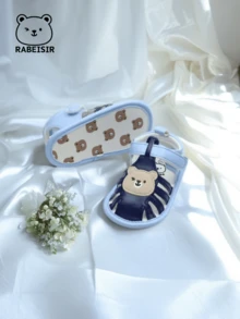 Infant Walking Sandals, Cute Bear Soft Sole Pre-Walker Shoes, Breathable & Non-Slip, Suitable For Daily Wear & Vacation, Spring/Summer Style
