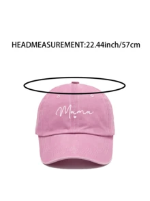 2 件 MAMA+MINI 心形设计可调节水洗棒球帽，户外防晒休闲帽，适合春秋季节、旅行、海滩的男孩和女孩