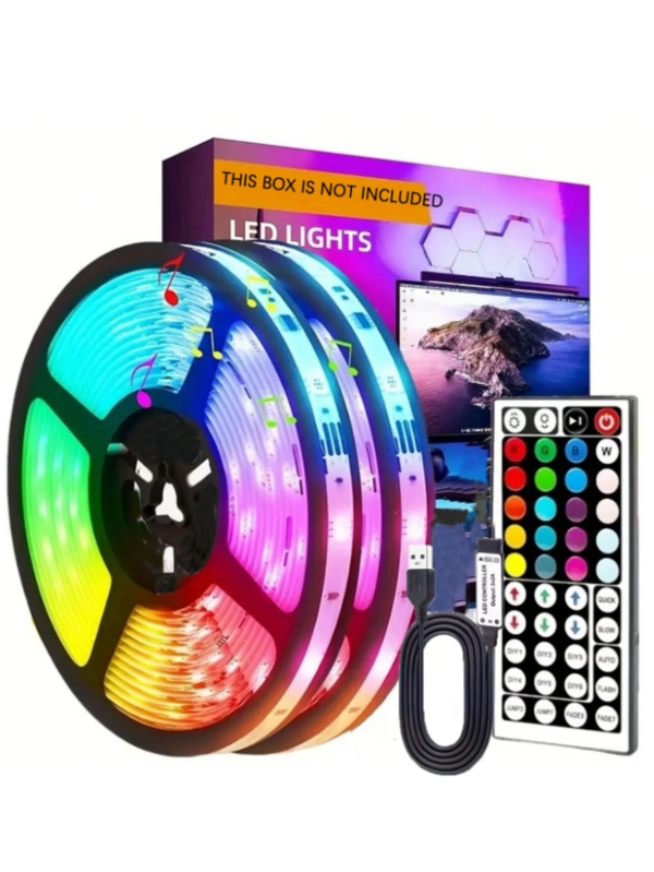 1pc 44-Key Remote Control LED Light Strips,RGB LED Neon Light Strip - USB Power Color Changing Lights ,Easy Installation For Home Decor, Kitchen, Party And Ambient Lighting Effects, Bedroom Neon Lights,Bedroom,Living Room,Strip Lights