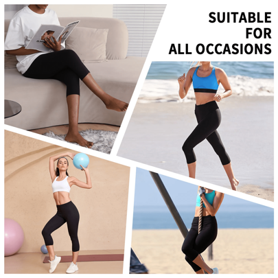 2025 Spring/Summer High Waist Pocket 3/4 Length Yoga Leggings, Sexy Slim-Fitting Shaping Tummy Control Shark-Bite Pants, Suitable For Sports, Casual, Fitness, Cycling, Dating