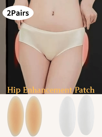 YIYANG 2 pares de almohadillas de cadera sólidas de silicona reutilizables, calcomanías adhesivas invisibles para realzar la cadera, ropa interior de mujer y accesorios de ropa interior