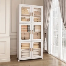 A stackable 3-tier storage box with lid - portable, foldable plastic organizers, suitable for closets and household storage, white (54 cm wide x 36 cm deep x 155 cm high), home organization | Modern storage solutions | Durable plastic material, storage box, storage unit