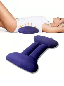 1 pieza Cojín lumbar inflable ajustable que alivia el entumecimiento de la parte baja de la espalda para dormir, conducir, volar, portátil